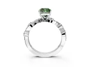 Solitaire Engagement Ring Setting for Fancy Green Cushion Cut Center with Bar-Station Pave Twist and Prong Head in Sterling Silver