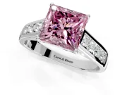 Solitaire Engagement Ring Setting for Fancy Pink Princess Cut Center with Cathedral Channel Band and Prong Head in White Gold