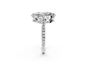 Accent Halo Engagement Ring Setting for Marquise Center with Full-Length Pave Band and Prong Head in Platinum