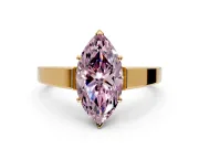 Solitaire Engagement Ring Setting for Fancy Pink Marquise Center with Tapered Split Shoulders and Prong Head in Yellow Gold