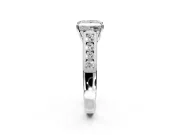 Solitaire Engagement Ring Setting for Princess Cut Center with Cathedral Channel Band and Prong Head in Platinum