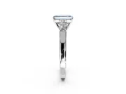 5 Stone Engagement Ring Setting for Fancy Blue Emerald Cut Center with Equal Close-Set Accents and Prong Head in Sterling Silver