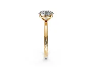 Low-Set Solitaire Engagement Ring Setting for Round Cut Center with Thin Plain Band and Prong Head in Yellow Gold