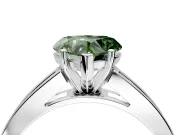 Solitaire Engagement Ring Setting for Fancy Green Heart-Shaped Center with Princess Cut Channel Band and Prong Head in White Gold