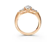 Cluster Engagement Ring Setting for Pear-Shaped Center with Round Cut Accent Frame and Prong Head in Rose Gold