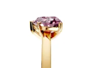 Solitaire Engagement Ring Setting for Fancy Pink Heart-Shaped Center with Basket Rail and Prong Head in Yellow Gold