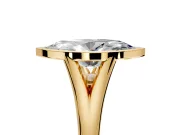 Solitaire Engagement Ring Setting for Marquise Center with V Split Shank and Bezel Head in Yellow Gold