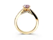 Solitaire Engagement Ring Setting for Fancy Pink Oval Center with Crossover Accents and Prong Head in Yellow Gold
