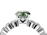 Shared-Prong Engagement Ring Setting for Fancy Green Oval Center with Graduated Accents and Prong Head in Platinum