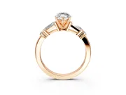 Bar-Set Engagement Ring Setting for Marquise Center with Tapered Baguette Accents and Prong Head in Rose Gold