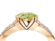 Bezel Engagement Ring Setting for Fancy Yellow Cushion Cut Center with Wide Channel-Set Band and Bezel Head in Rose Gold