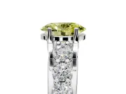 Solitaire Engagement Ring Setting for Fancy Yellow Oval Center with Graduated Shared Prongs and Prong Head in Platinum