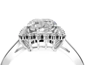 Starburst Halo Engagement Ring Setting for Cushion Cut Center with Flat Cathedral Band and Prong Head in Platinum