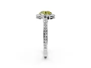 Halo Engagement Ring Setting for Fancy Yellow Round Cut Center with Framed Halo, Pave Band and Prong Head in Sterling Silver