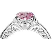 Floral Engagement Ring Setting for Fancy Pink Cushion Cut Center with Four Accent Clusters and Prong Head in Platinum