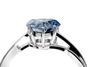 Solitaire Engagement Ring Setting for Fancy Blue Heart-Shaped Center with Plain Bypass Twist Band and Prong Head in Platinum