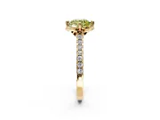 Floral Engagement Ring Setting for Fancy Yellow Round Cut Center with Pave Band and Floral Prong Head in Yellow Gold