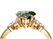 Solitaire Engagement Ring Setting for Fancy Green Heart-Shaped Center with Marquise Flower Shoulders and Prong Head in Yellow Gold
