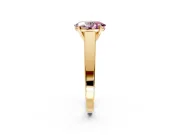 Solitaire Engagement Ring Setting for Fancy Pink Oval Center with Tapered Split Shoulders and Prong Head in Yellow Gold