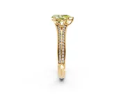 Solitaire Engagement Ring Setting for Fancy Yellow Pear-Shaped Center with Pave Rail Split Shank and Prong Head in Yellow Gold
