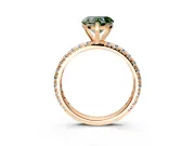 Solitaire Engagement Ring Setting for Fancy Green Heart-Shaped Center with Shared-Prong Accents and Prong Head in Rose Gold