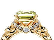 Solitaire Engagement Ring Setting for Fancy Yellow Asscher Cut Center with Filigree Band and Prong Head in Yellow Gold