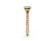 Solitaire Engagement Ring Setting for Fancy Green Princess Cut Center with Milgrain-Edged Pave Band and Prong Head in Rose Gold
