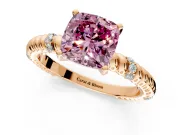 Rope Engagement Ring Setting for Fancy Pink Cushion Cut Center with Accent Shoulders and Prong Head in Rose Gold