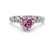 Solitaire Engagement Ring Setting for Fancy Pink Heart-Shaped Center with Large Accents and Prong Head in Platinum