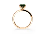 Solitaire Engagement Ring Setting for Fancy Green Radiant Cut Center with Thin Rounded Plain Band and Prong Head in Rose Gold
