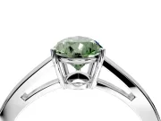 Solitaire Engagement Ring Setting for Fancy Green Pear-Shaped Center with Open Cathedral Shoulders and Prong Head in White Gold