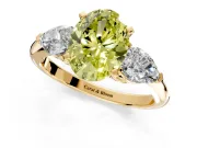 3 Stone Engagement Ring Setting for Fancy Yellow Oval Center with Large Pear-Shaped Accents and Prong Head in Yellow Gold