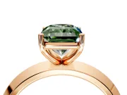 Solitaire Engagement Ring Setting for Fancy Green Radiant Cut Center with Wide Knife Ridge Band and Prong Head in Rose Gold