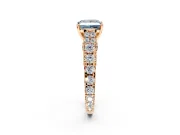 Solitaire Engagement Ring Setting for Fancy Blue Princess Cut Center with Pave Cathedral Shoulders and Prong Head in Rose Gold