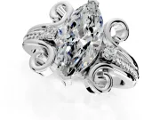 Solitaire Engagement Ring Setting for Marquise Center with Twisted Band and Scroll Prong Head in Sterling Silver