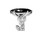 Leaf Motif Engagement Ring Setting for Fancy Black Marquise Center with Pave Band and Prong Head in Sterling Silver