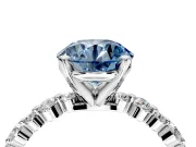 Solitaire Engagement Ring Setting for Fancy Blue Round Cut Center with Alternating Size Accents and Prong Head in Sterling Silver