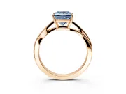 Solitaire Engagement Ring Setting for Fancy Blue Princess Cut Center with Plain Bypass Twist Band and Prong Head in Rose Gold