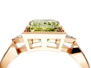 Cluster Engagement Ring Setting for Fancy Yellow Princess Cut Center with Milgrain Shoulder Clusters and Prong Head in Rose Gold