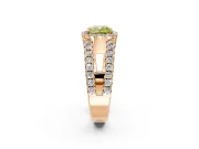 Halo Engagement Ring Setting for Fancy Yellow Cushion Cut Center with Wide-Open Pave Split Shank and Prong Head in Rose Gold