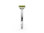 Solitaire Engagement Ring Setting for Fancy Yellow Emerald Cut Center with Engraved Milgrain Band and Prong Head in Platinum