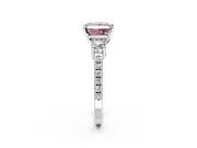 3 Stone Engagement Ring Setting for Fancy Pink Princess Cut Center with Round Cut Side Accents and Prong Head in Sterling Silver