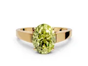 Solitaire Engagement Ring Setting for Fancy Yellow Oval Center with Tapered Split Shoulders and Prong Head in Yellow Gold