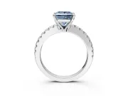 Solitaire Engagement Ring Setting for Fancy Blue Princess Cut Center with Single Row Accent Band and Prong Head in Platinum