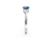 Solitaire Engagement Ring Setting for Fancy Blue Cushion Cut Center with Plain Bypass Twist Band and Prong Head in White Gold