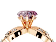 Solitaire Engagement Ring Setting for Fancy Pink Heart-Shaped Center with Criss-Cross Accent Band and Prong Head in Rose Gold