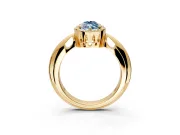 Halo Engagement Ring Setting for Fancy Blue Marquise Center with Tapered Plain Band and Prong Head in Yellow Gold