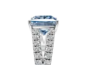 Solitaire Engagement Ring Setting for Fancy Blue Princess Cut Center with Pave Split Shank and Prong Head in Sterling Silver