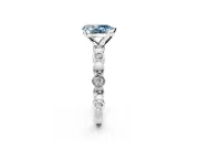 Solitaire Engagement Ring Setting for Fancy Blue Pear-Shaped Center with Beaded Bezel Station Band and Prong Head in Platinum