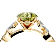 Floral Engagement Ring Setting for Fancy Yellow Round Cut Center with Trailing Marquise Accents and Prong Head in Yellow Gold